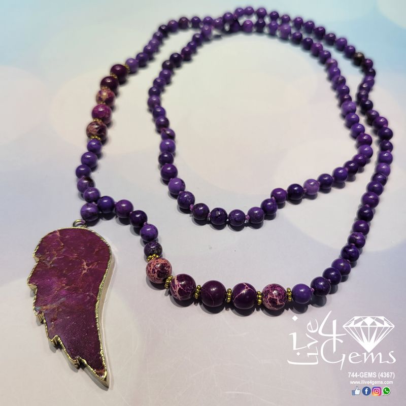 32&quot; Purple Magnesite Jasper Pendant Necklace