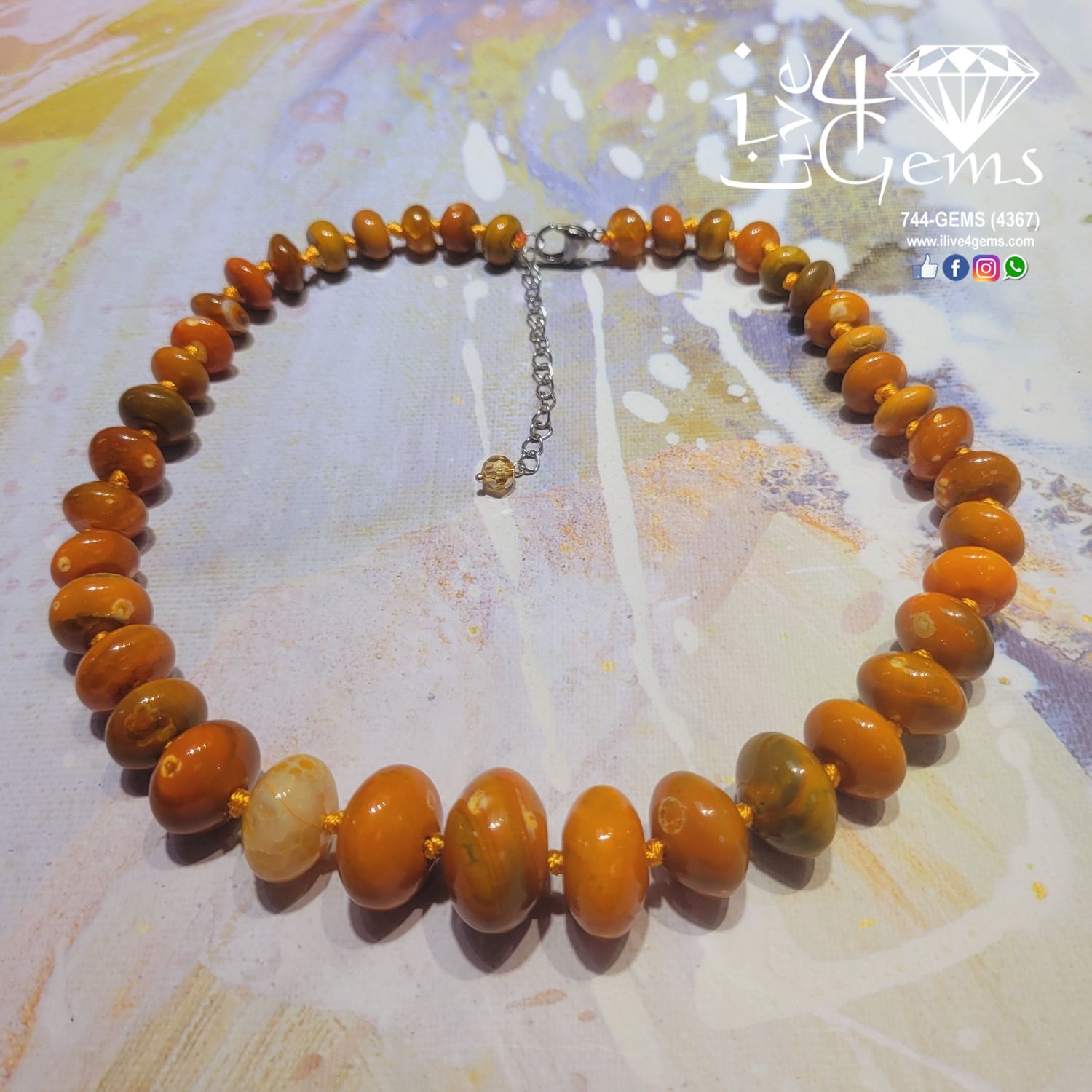 16&quot; Graduated Agate Rondelle Necklace