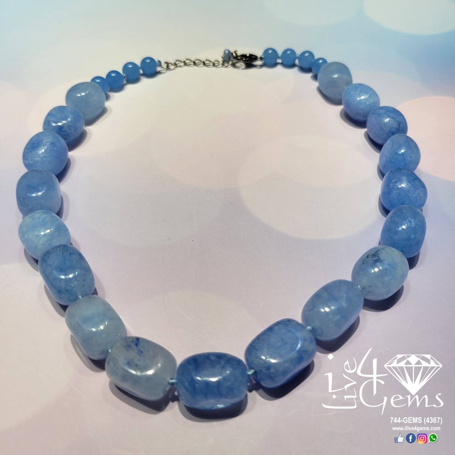 17&quot; Blue Lace Agate Necklace
