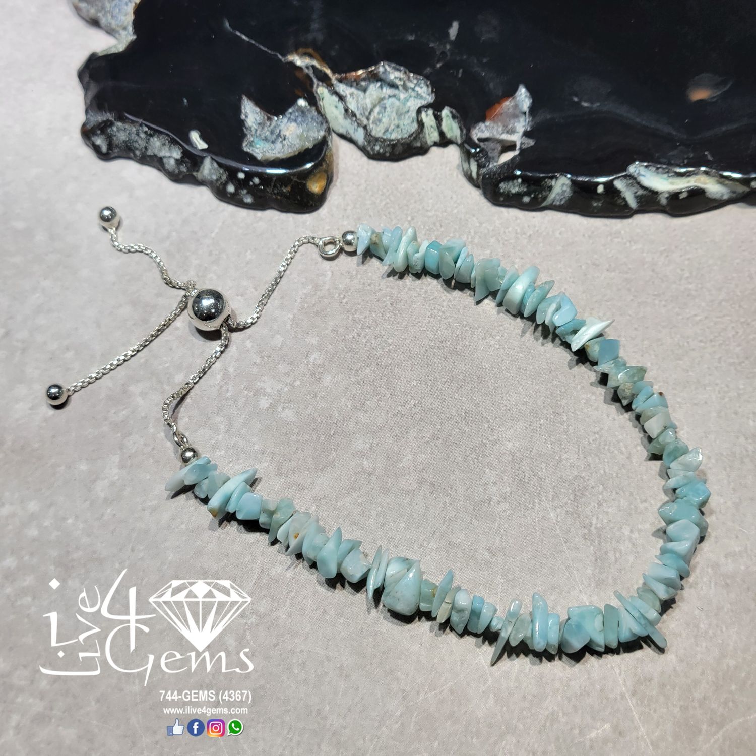 Silver Bead Cluster Bracelet Amazonite