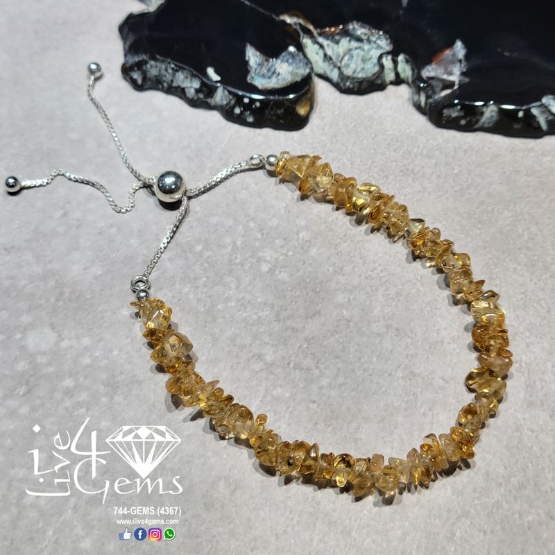 Silver Bead Cluster Bracelet Citrine