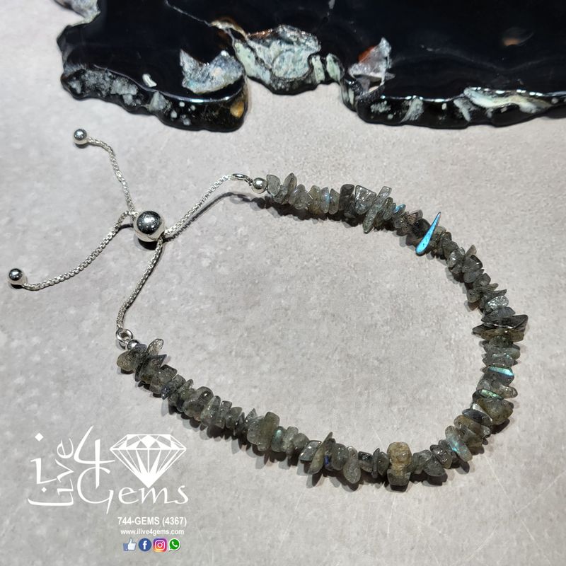 Silver Bead Cluster Bracelet Labradorite