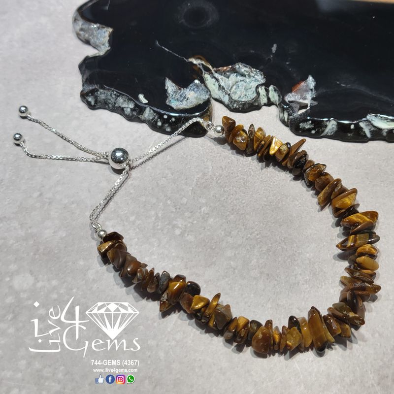 Silver Bead Cluster Bracelet Tiger&#39;s Eye