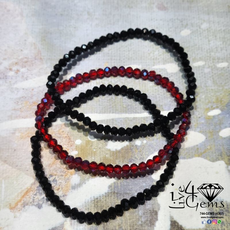 Jet Black and Red Crystal Stackable Set