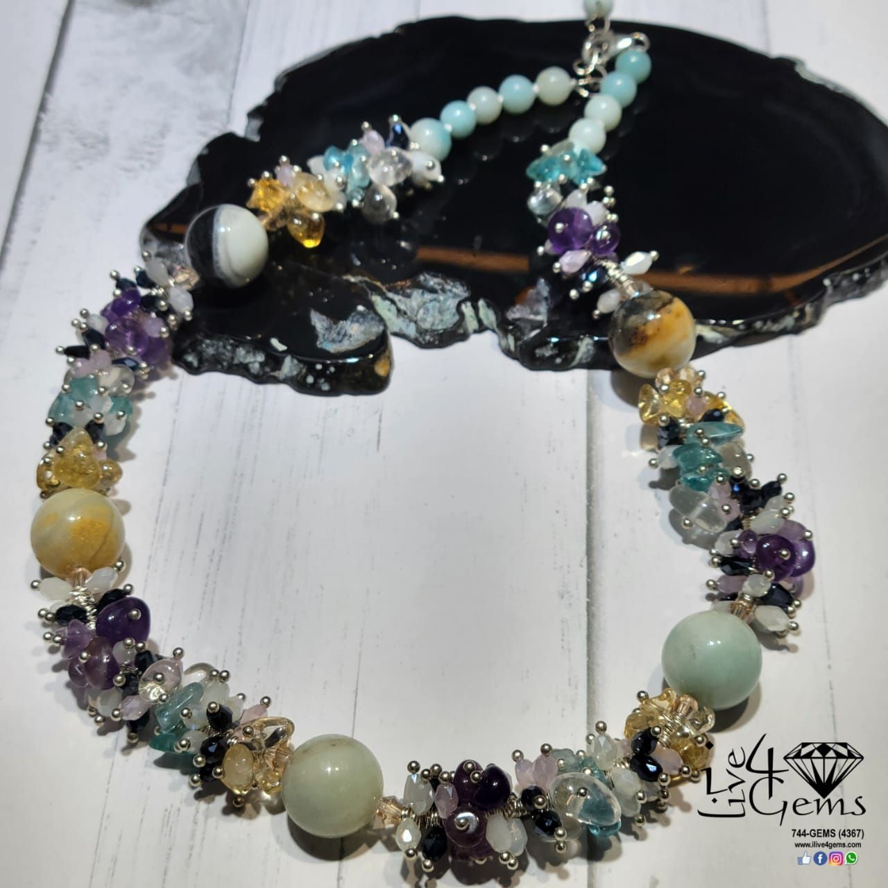 17.5&quot; Amazonite Mixed Gemstone Necklace