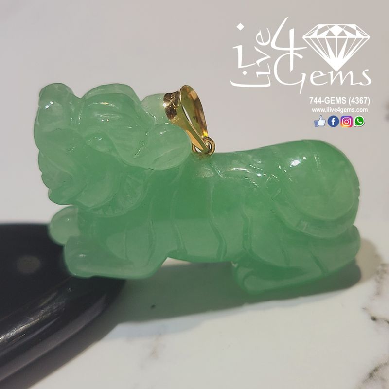 14kt Jade Dragon Pendant