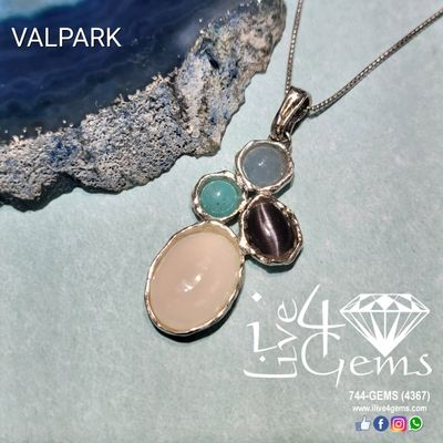 Silver Gemstone Pendant and Chain