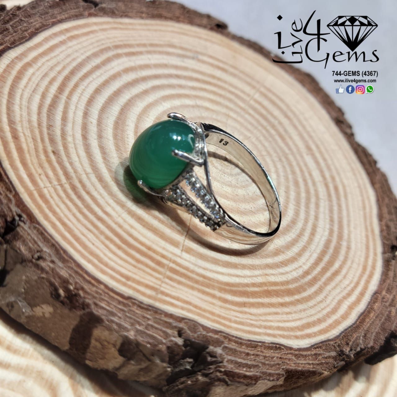 Silver Jade Double Cz Row Ring