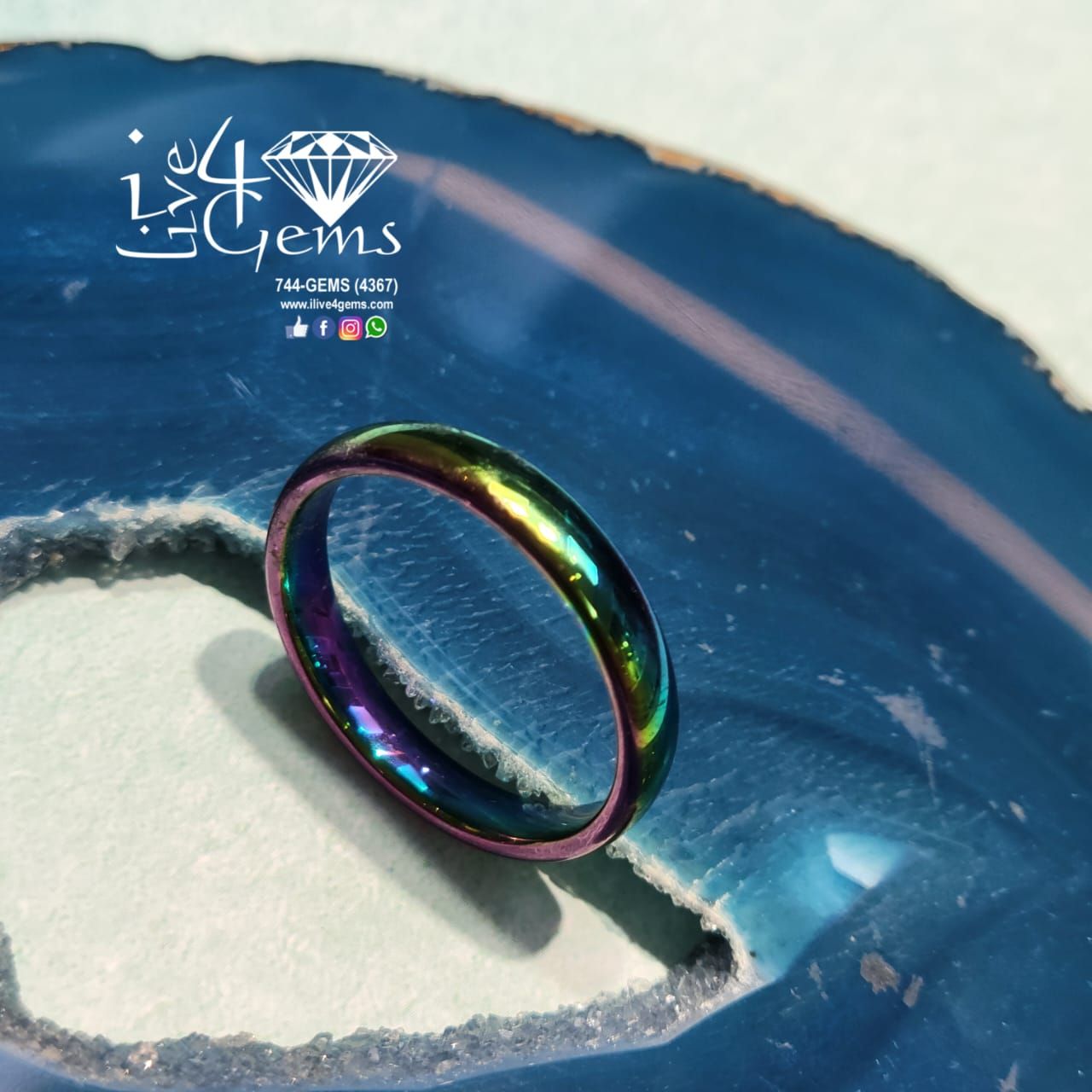 Tungsten Carbide Iridescent 4mm Band , Size: 13