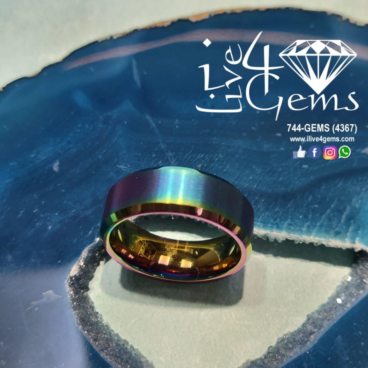 Tungsten Carbide Iridescent 8mm Band , Size: 10