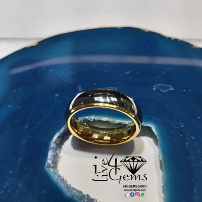 Tungsten Carbide Gold w Polished Silver 6mm
