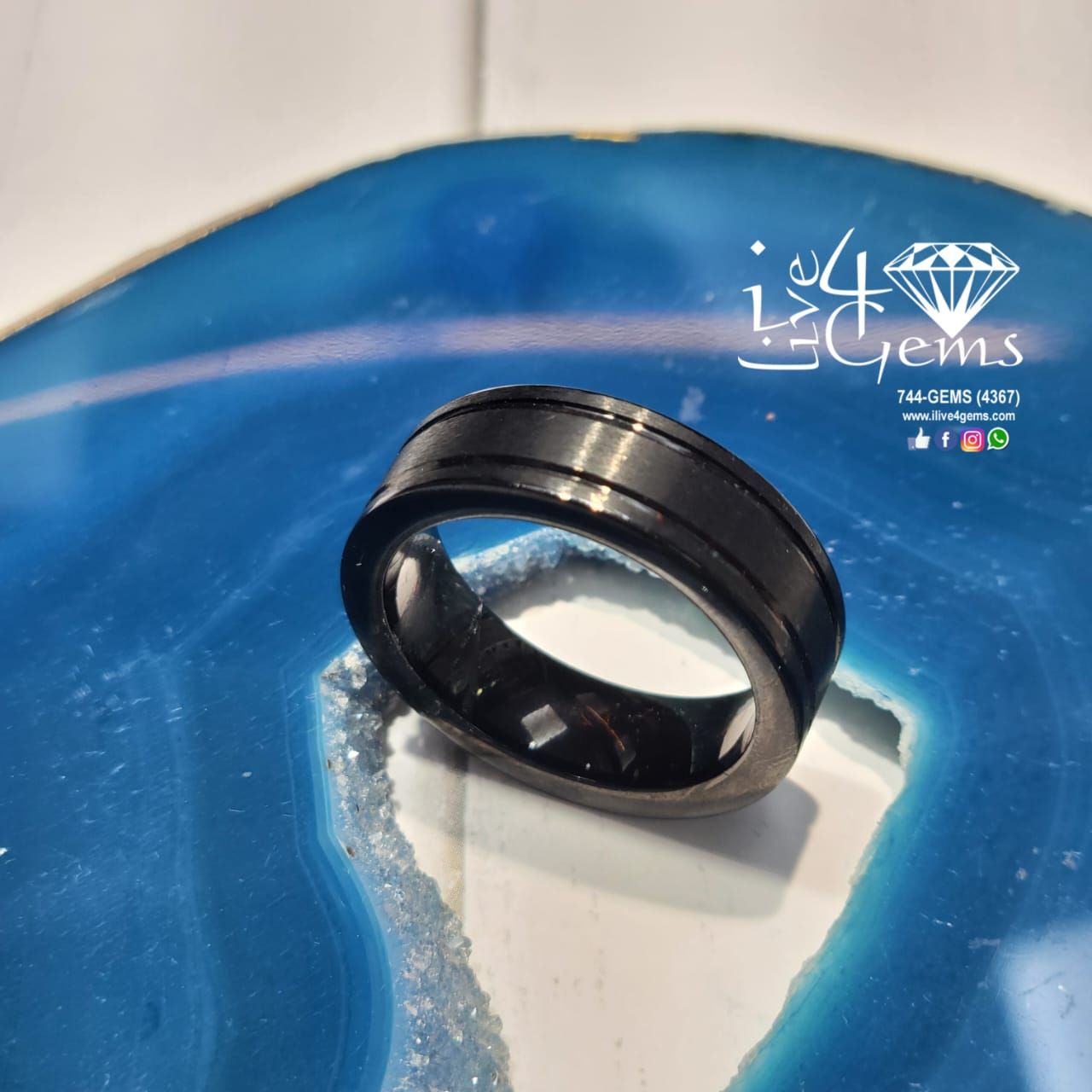 Tungsten Carbide Double Black Line Band, Size: 12