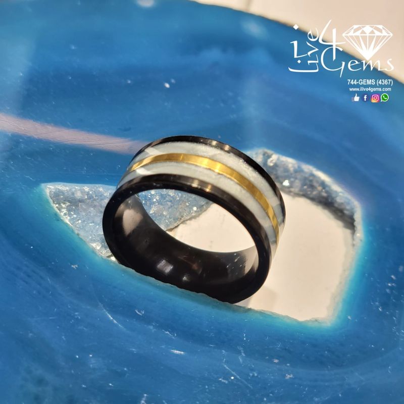Tungsten Carbide Silver Marble Black Band