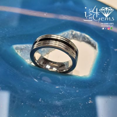 Tungsten Carbide Silver w Black Line Band