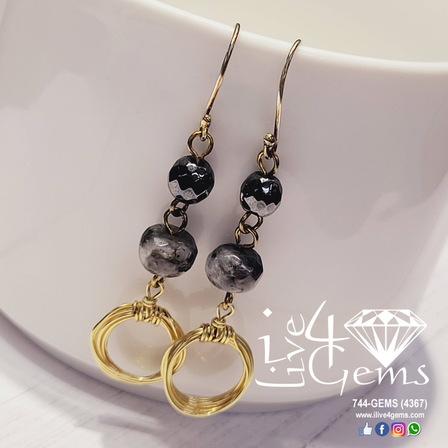 Gemstone Earring Pyrite and Hematite