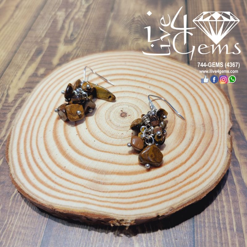 Gemstone Earring Tiger&#39;s Eye Cluster