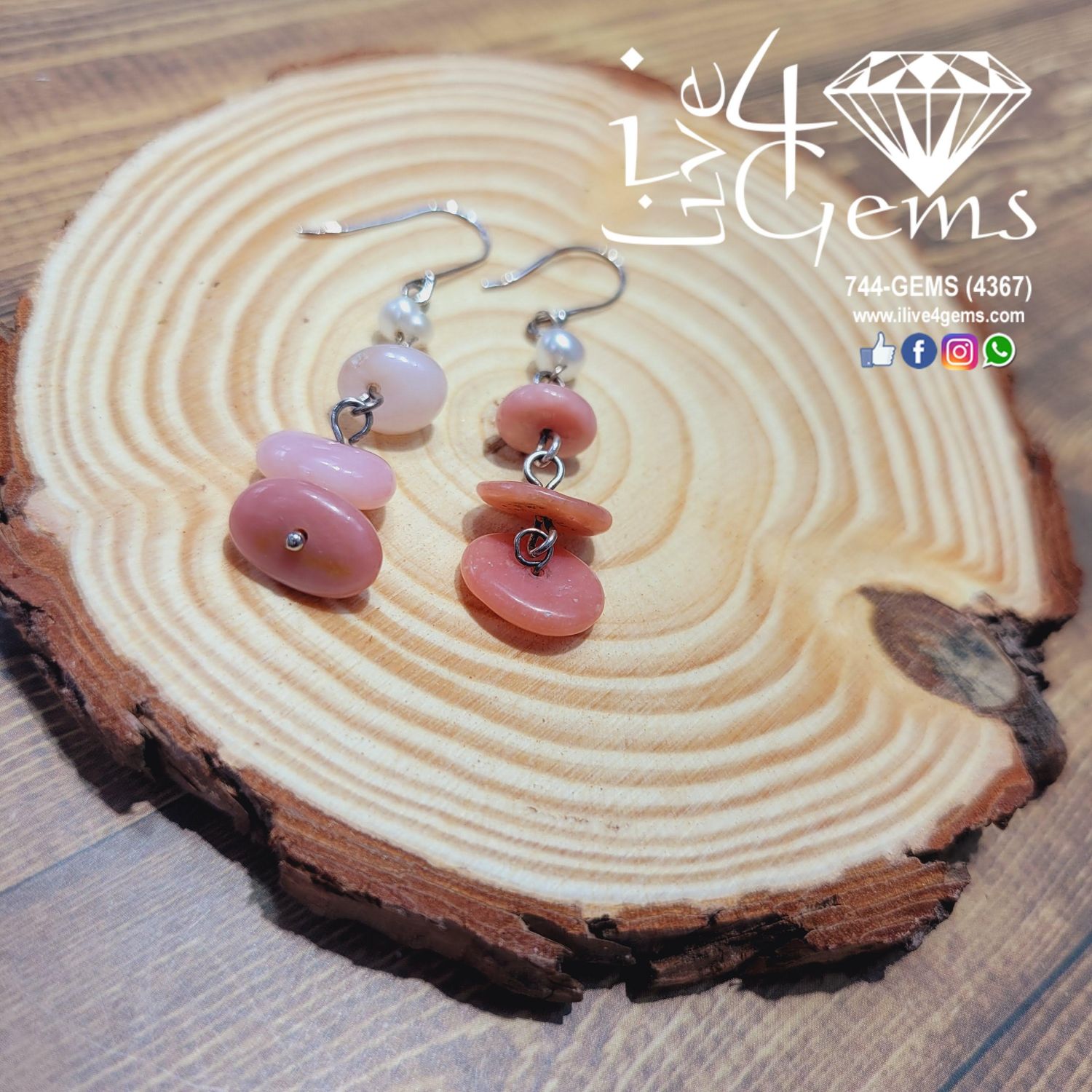 Gemstone Earring Pink Opal