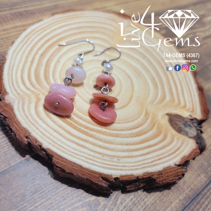 Gemstone Earring Pink Opal