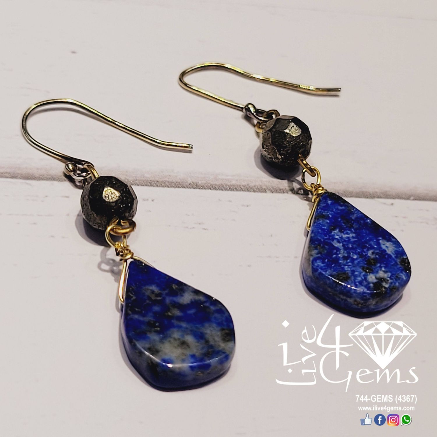 Gemstone Earring Lapis Lazuli/Pyrite