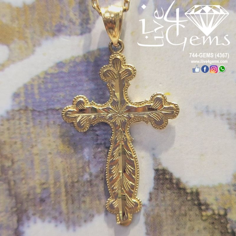 10kt Gold Crucifix Pendant w Chain