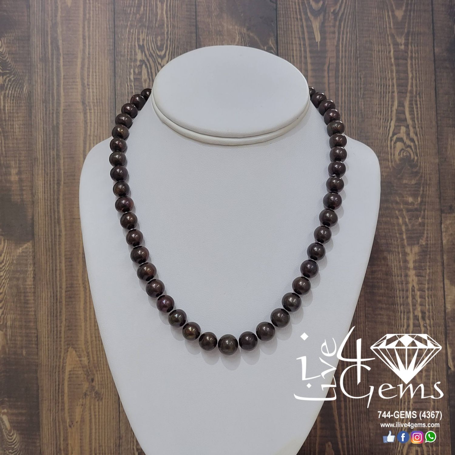 18&quot; 9mm Brown Pearl Heart Toggle Necklace