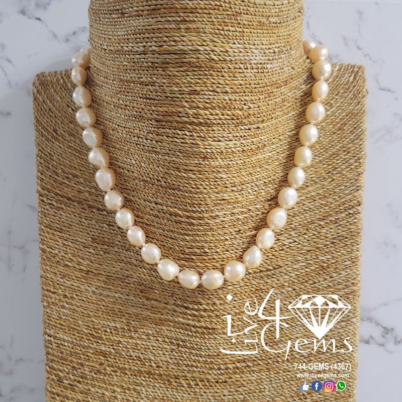 18&quot; Baroque Pearl Necklace Peach