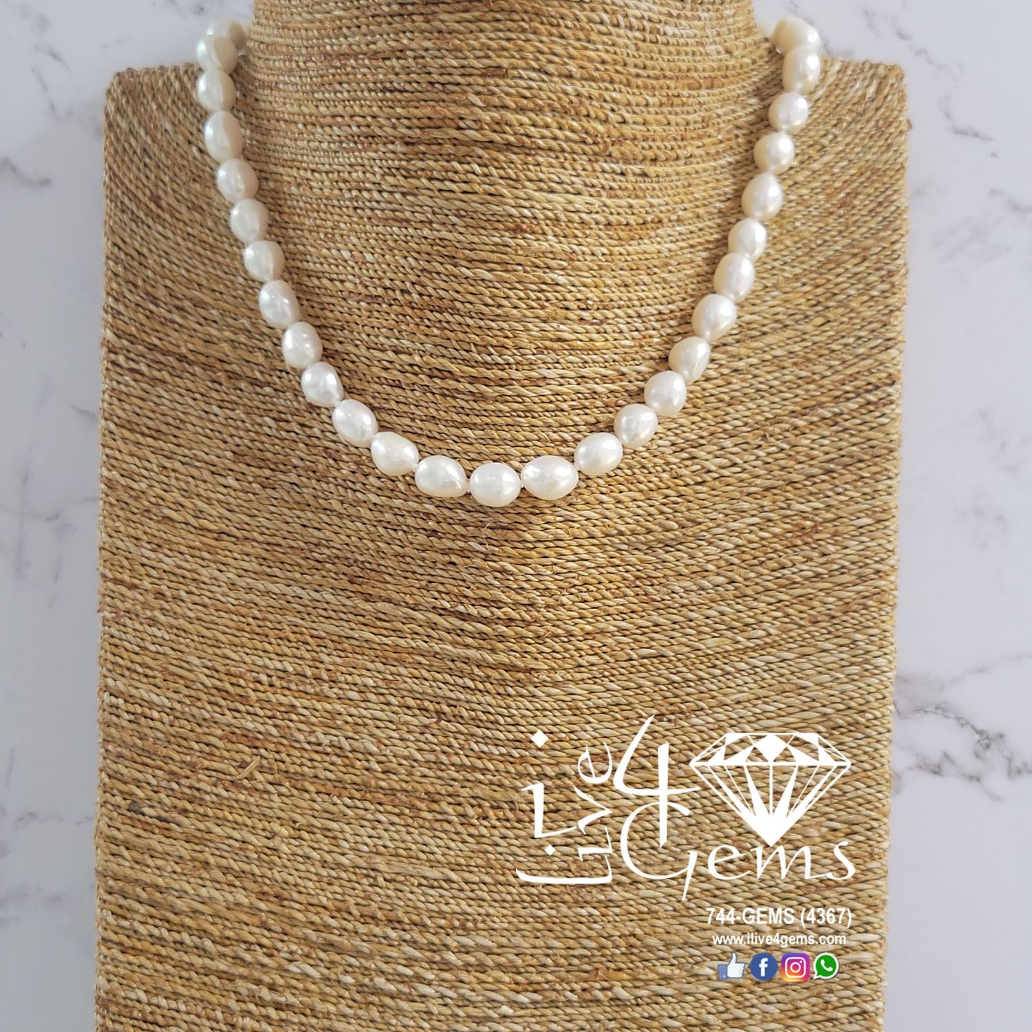 17&quot; White Baroque 9mm Pearl Necklace