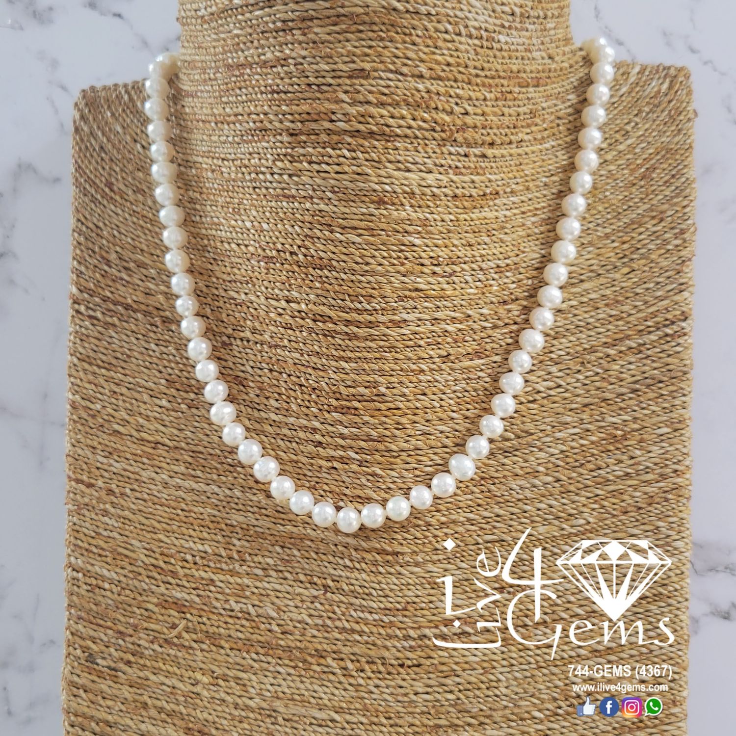 Pearl 7mm 18&quot; Necklace Heart Toggle