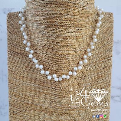 Silver Pearl Cluster Necklace