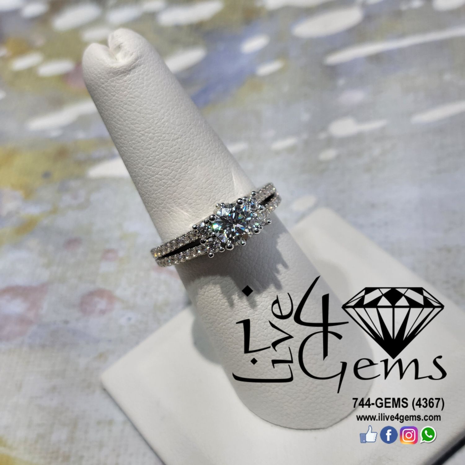 Silver Moissanite 1.25ctw Round Ring