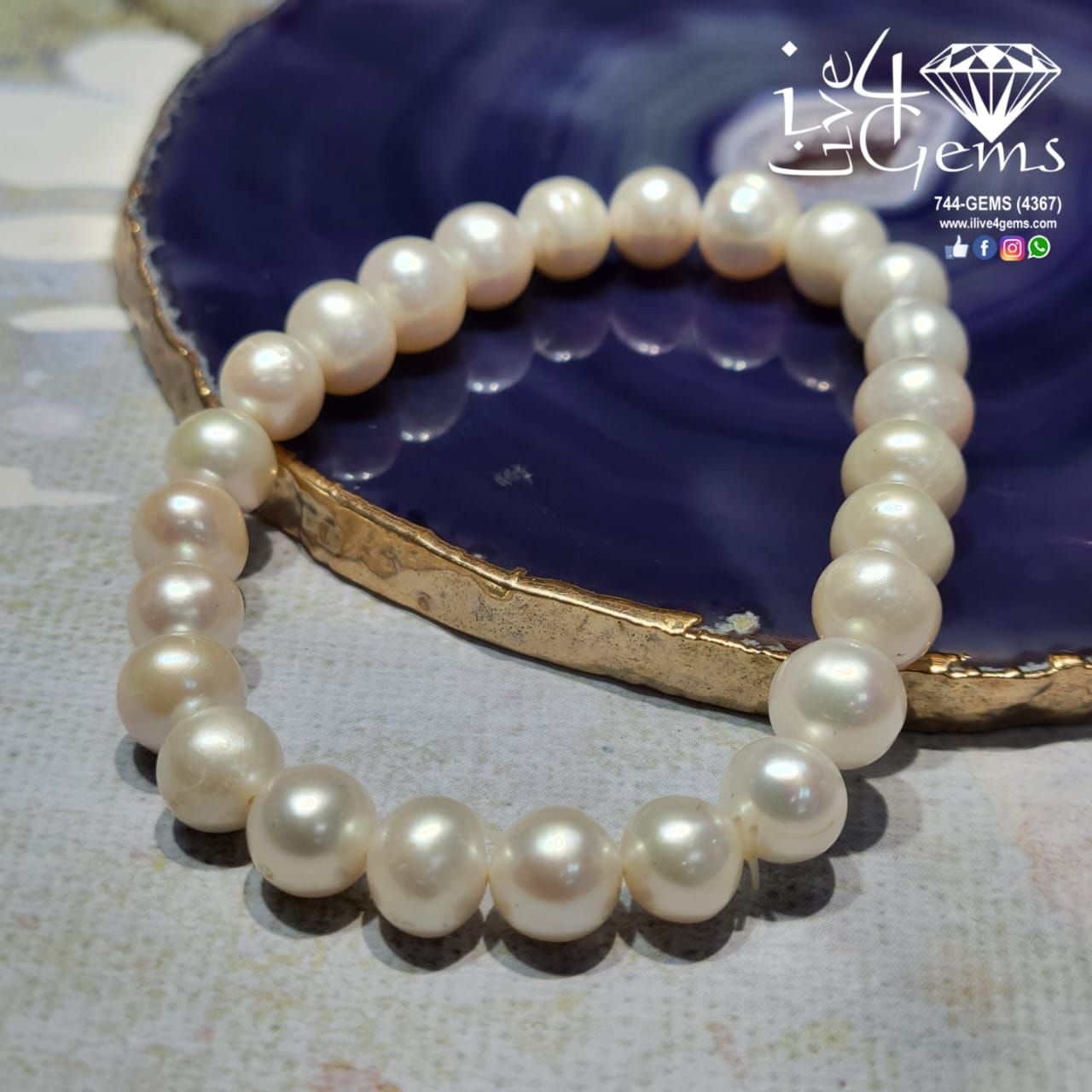 Pearl Stretch Bracelet, Color: White