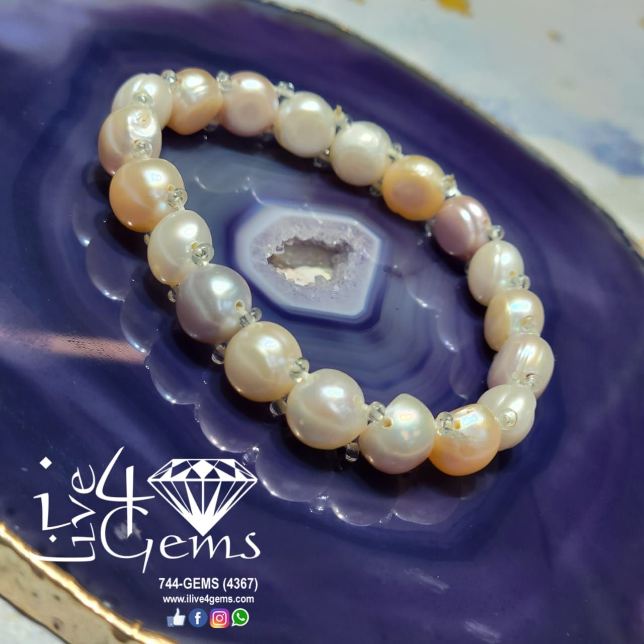 Pearl Baroque Flat Single Tri-color Strand Bracelet