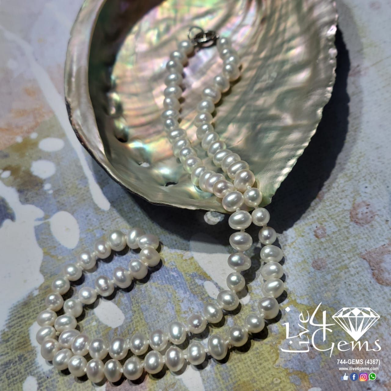 Pearl 7mm 18&quot;  Silver Necklace
