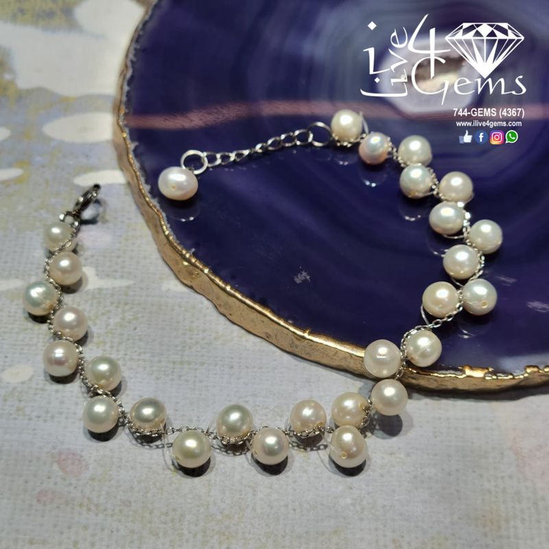 Silver Pearl Cluster Bracelet