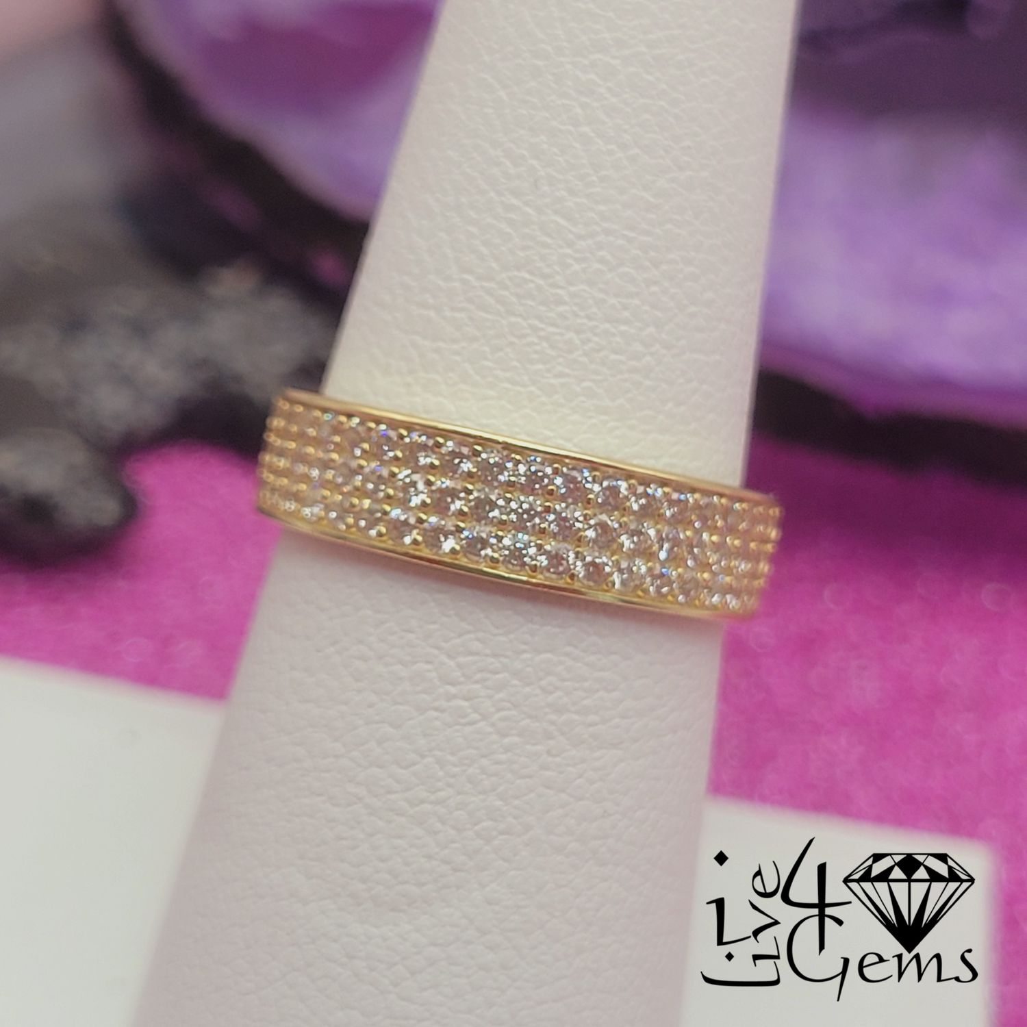 10kt Triple CZ Band-Size 10