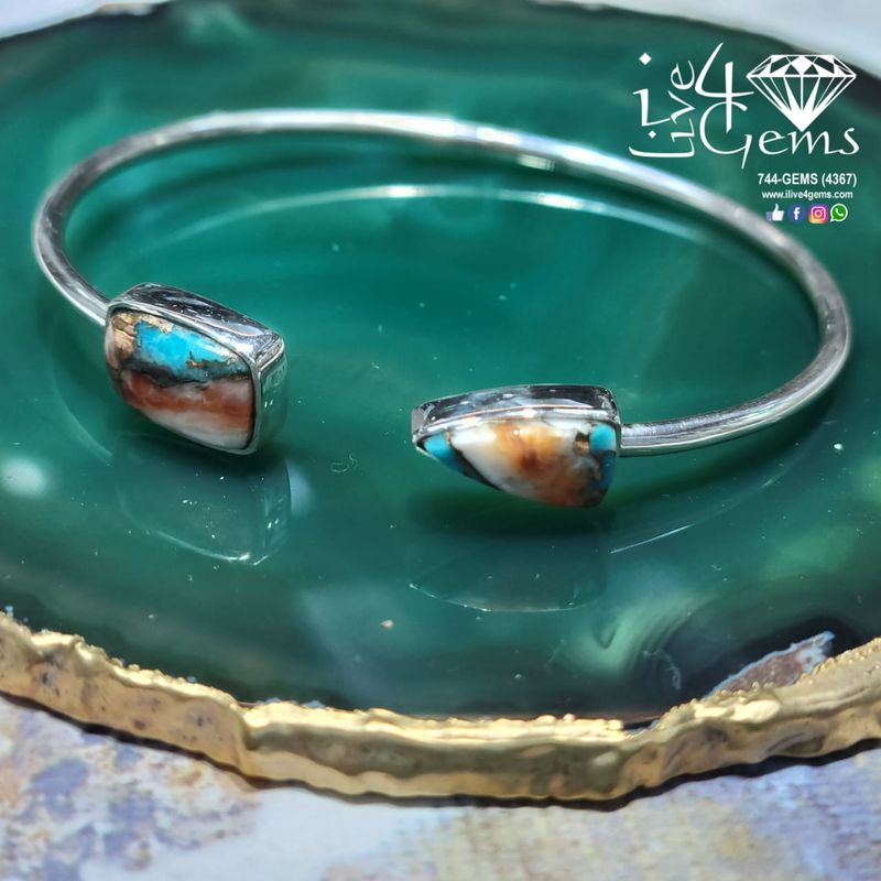 Sterling Silver Bangle Multi-Turquoise