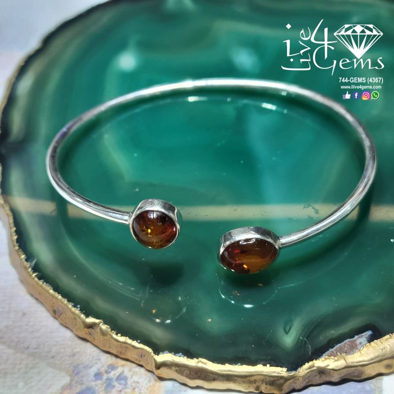 Sterling Silver Bangle Amber