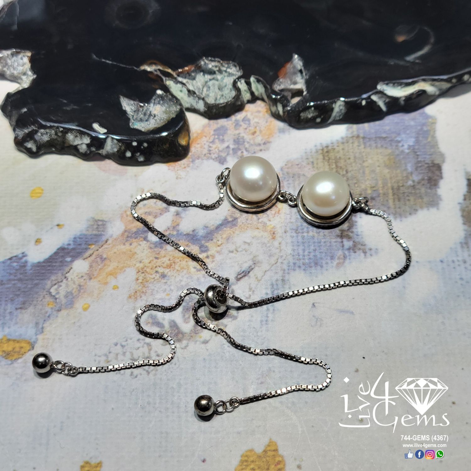 Silver Double Round Pearl Bracelet