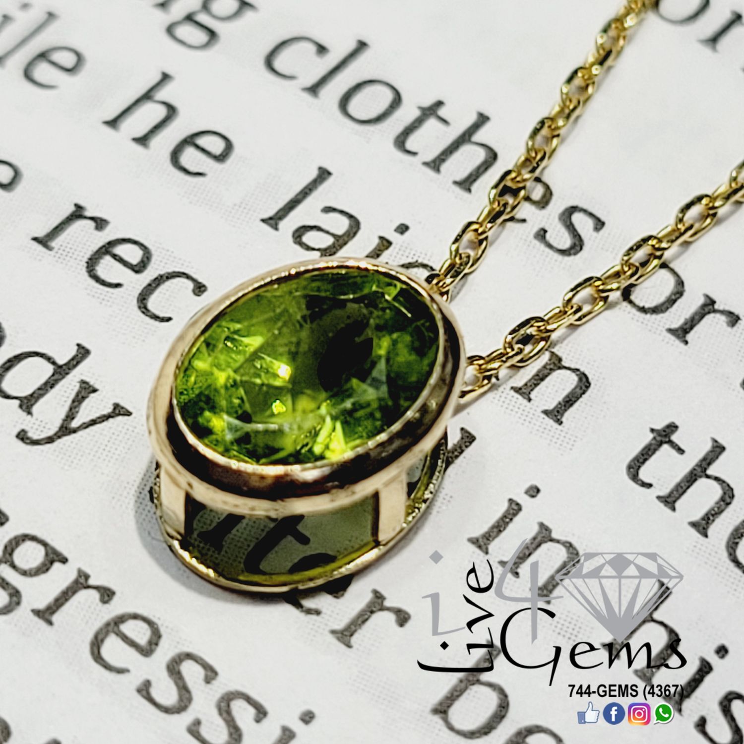14kt Peridot 8x6mm Pendant/Chain