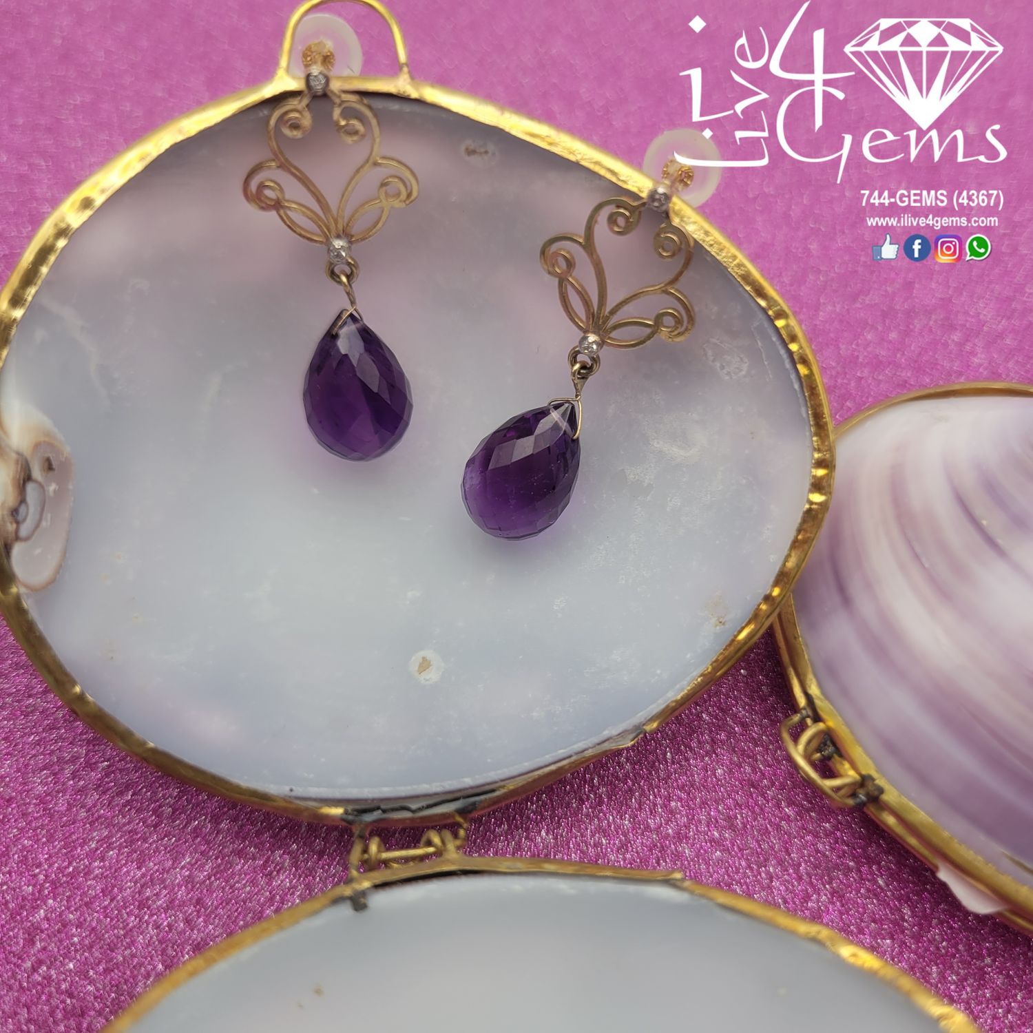 14kt Amethyst Tear Drop Hanging Earring