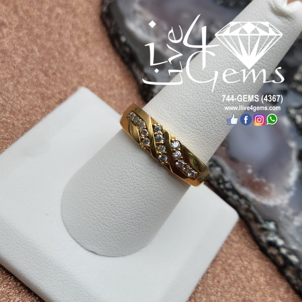 10kty Slant CZ Band-Size 10
