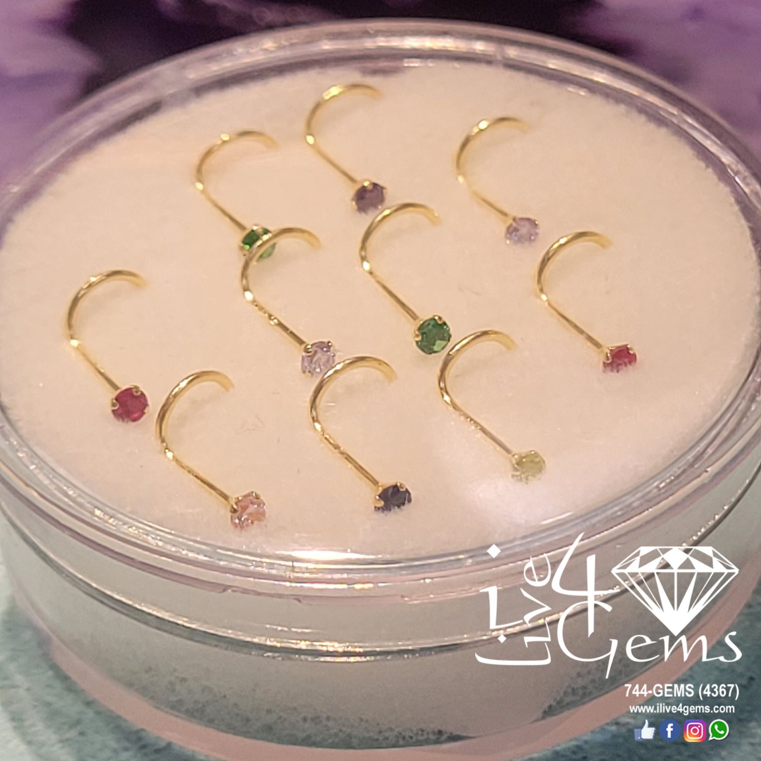 14kt CZ Spiral Nose Pin