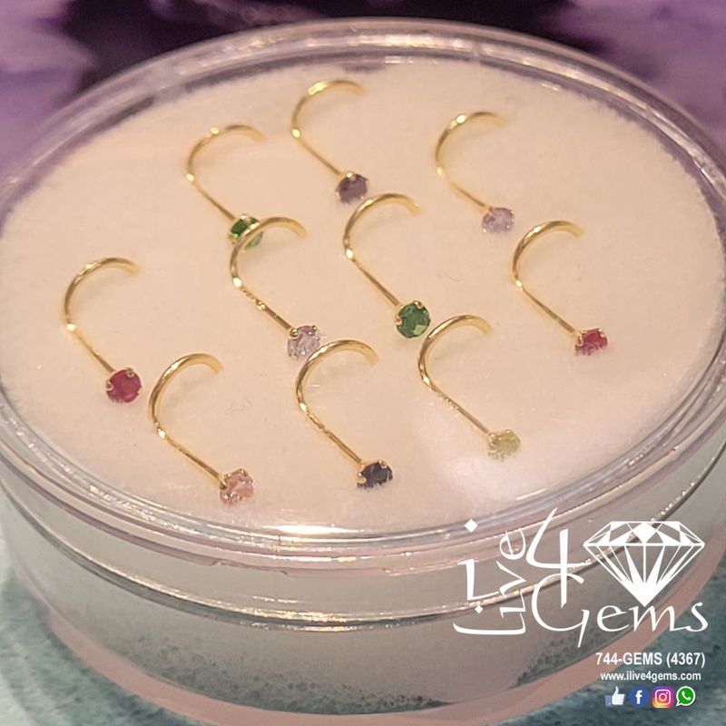 14kt CZ Spiral Nose Pin