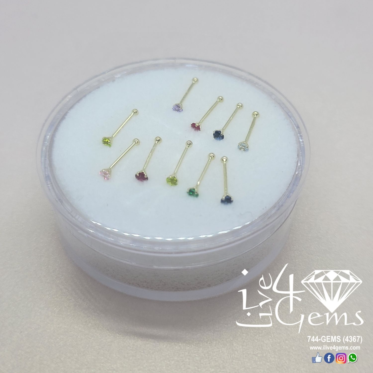 14kt Cz Nose Pin Ball