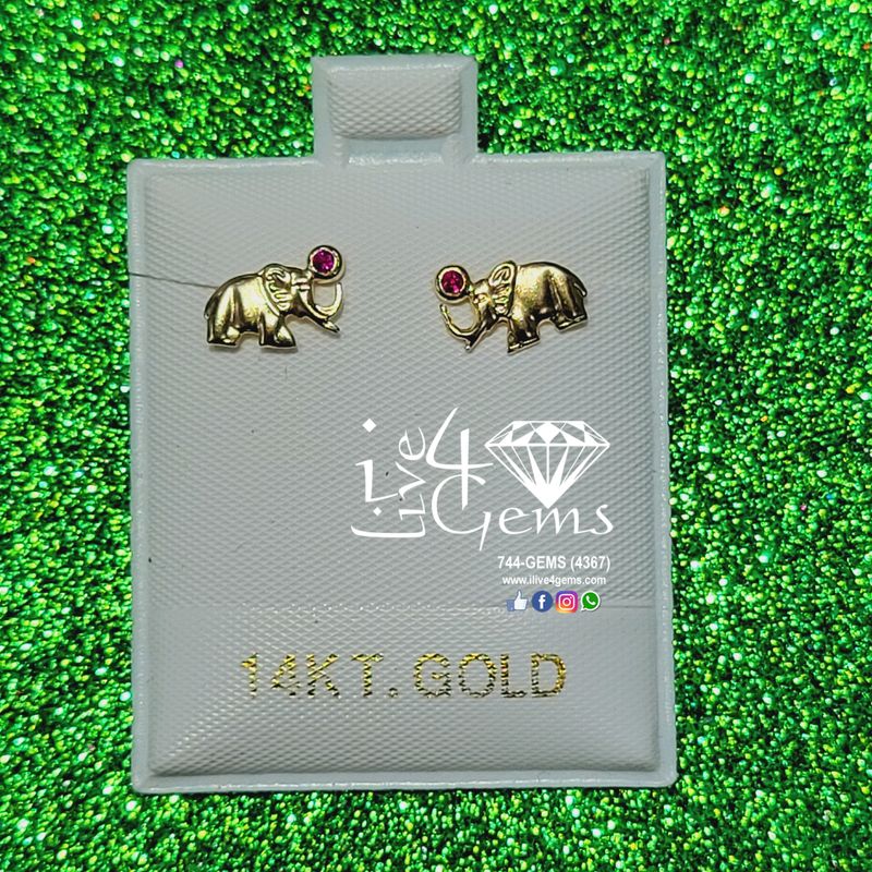 14kty Elephant with CZ Stone Stud