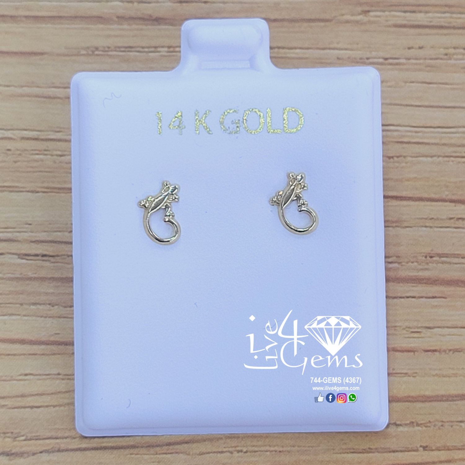 14kt Gecko Screwback Stud