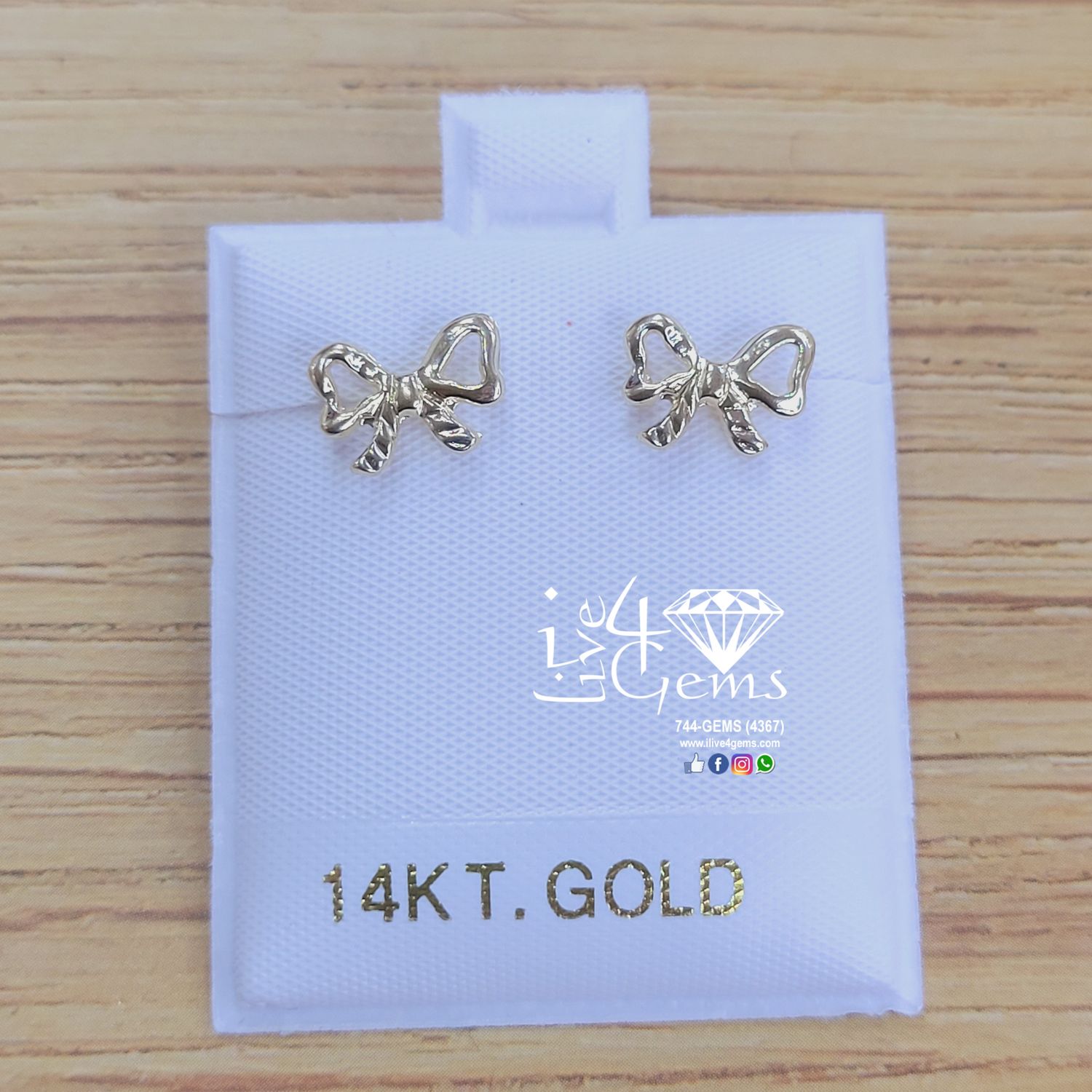 14kt Heart Bow Screwback Stud