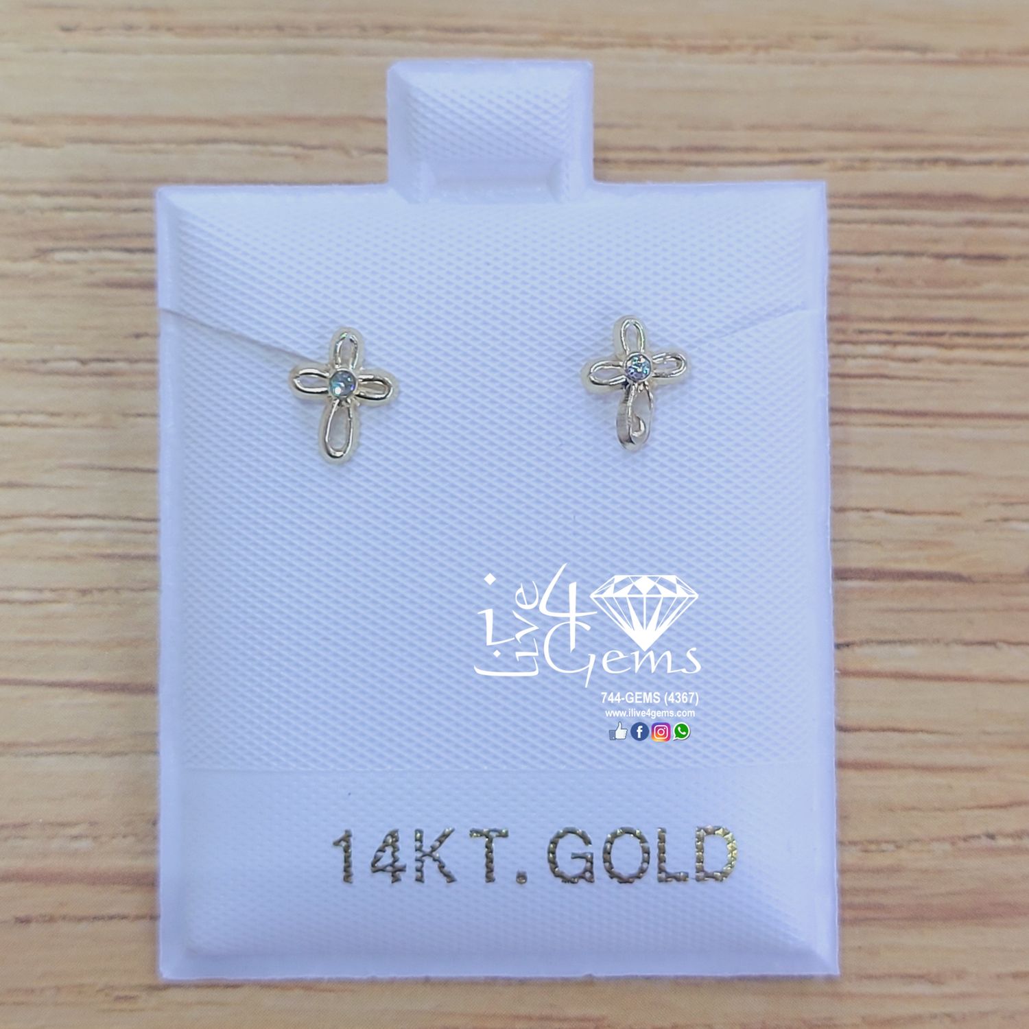 14kt Cross Screwback Stud