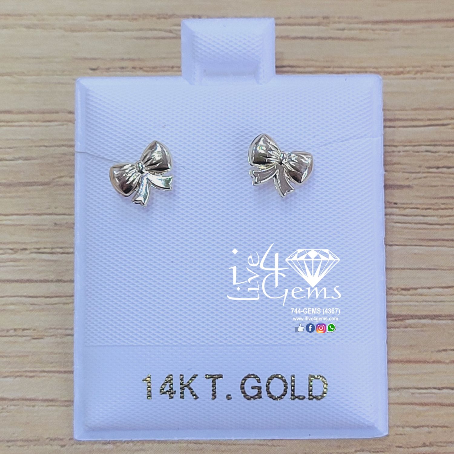 14kt Bow Screwback Stud