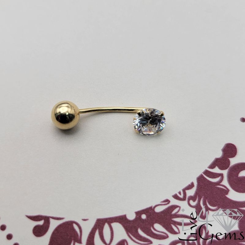 14kt Clear Cz Belly Ring
